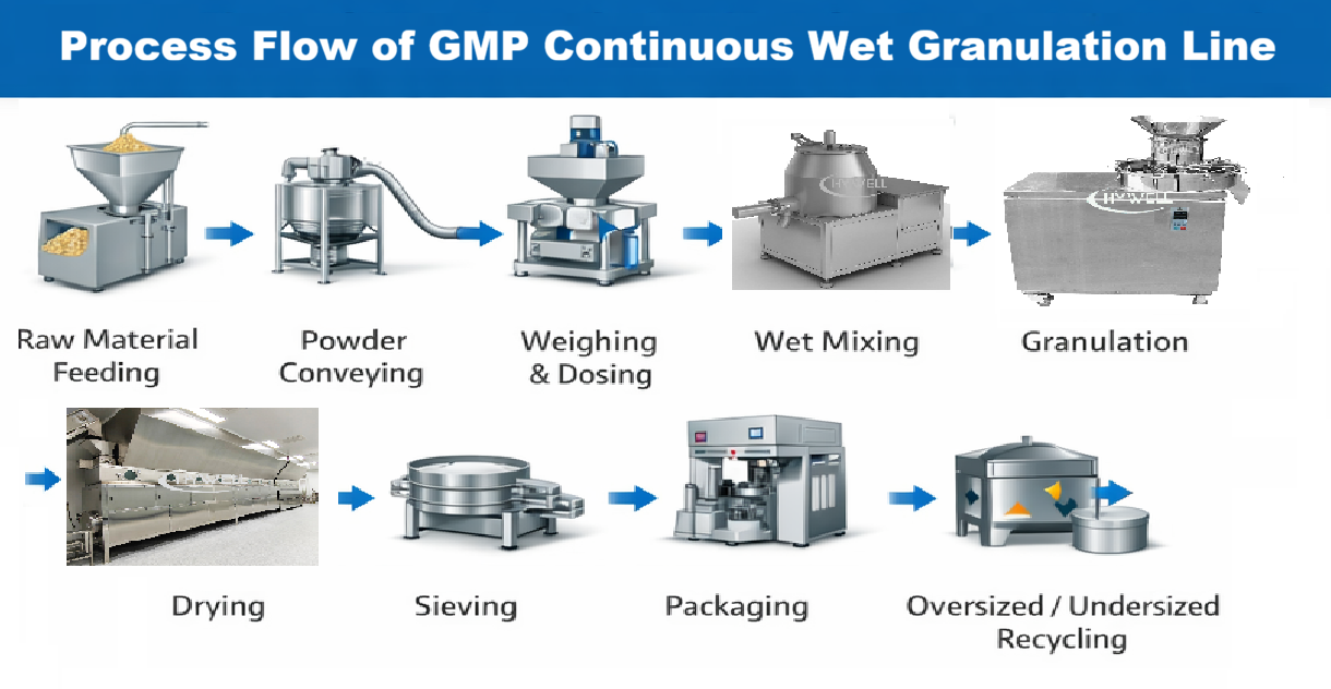 GMP continuous wet granulation line